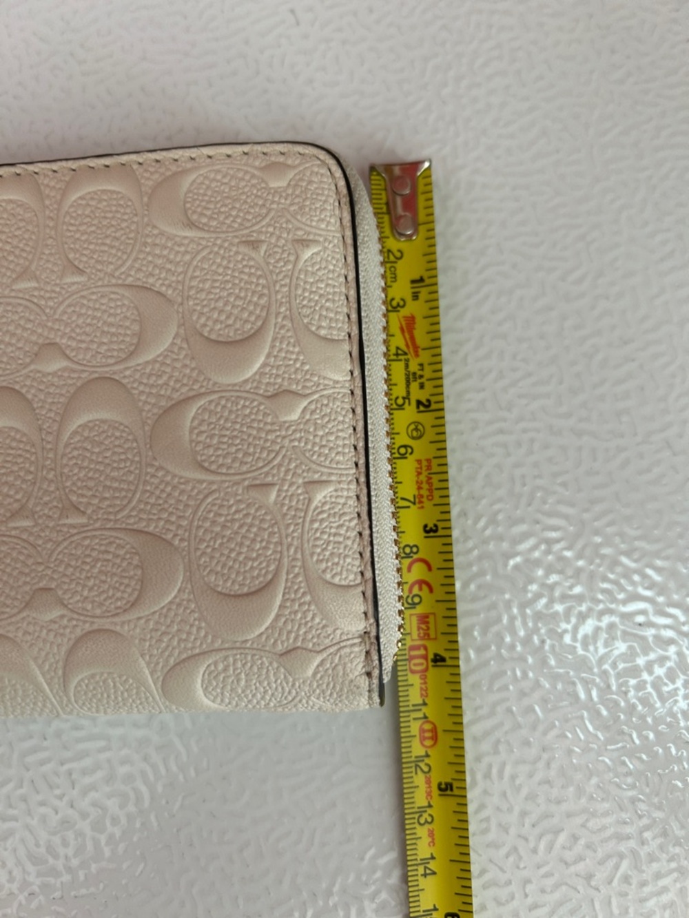 Coach Ivory Signature Zip Around Wallet Wristlet with Charm - Picture 7 of 11